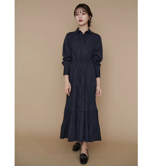 Pleats Shirt Dress かじまり　ワンピース　l_or