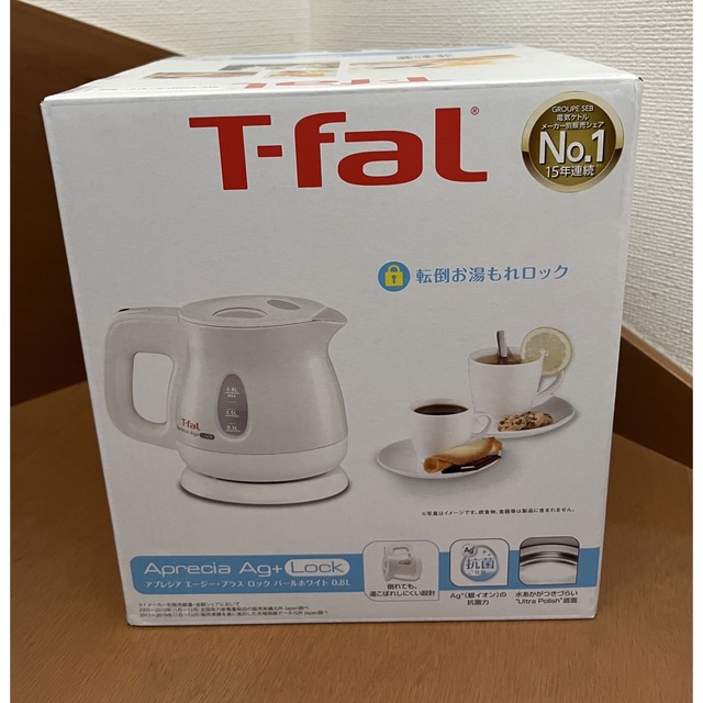 T-fal(ティファール)のアプレシア エージー・プラス ロック パールホワイト 0.8L スマホ/家電/カメラの生活家電(電気ケトル)の商品写真