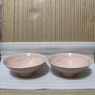 白山陶器 - 白山陶器　平茶碗　2個　糸　ピンク　茶碗