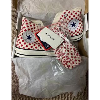 CONVERSE 新品 24cm 水玉 赤 白 ハイカット フリル