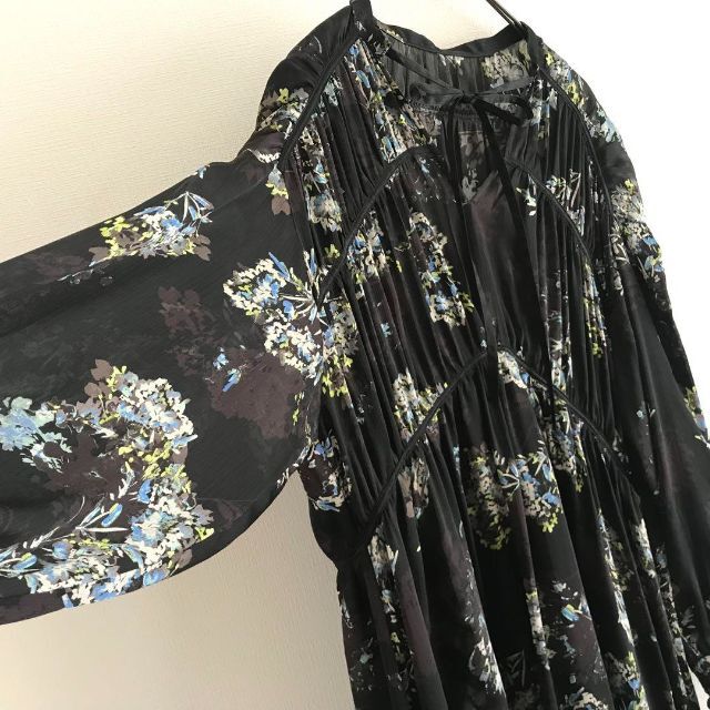 LANVIN en Bleu フラワーブーケプリントワンピース 38 サックス