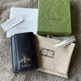 グッチ(Gucci)のGUCCI アニマリエ ビー 6連 キーケース レザー ブラック 箱付き(キーケース)