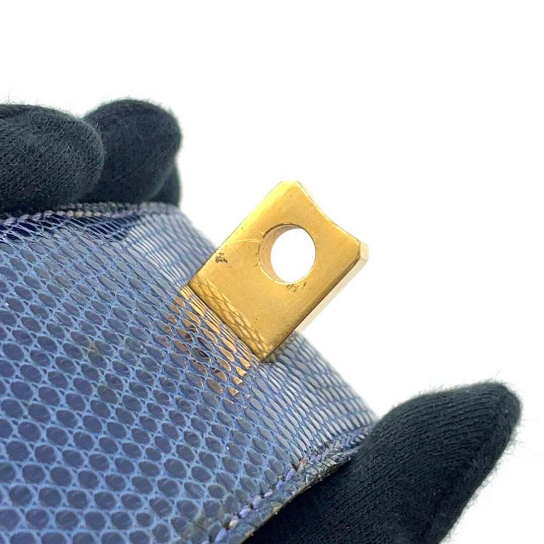 エルメス べルト コリエ ド シアン ブルー/ゴールド金具 リザード ○T
