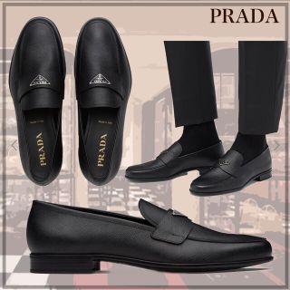 プラダ(PRADA)の美品 プラダ 三角ロゴ ローファー  サフィアーノ 高級 レザー(ドレス/ビジネス)