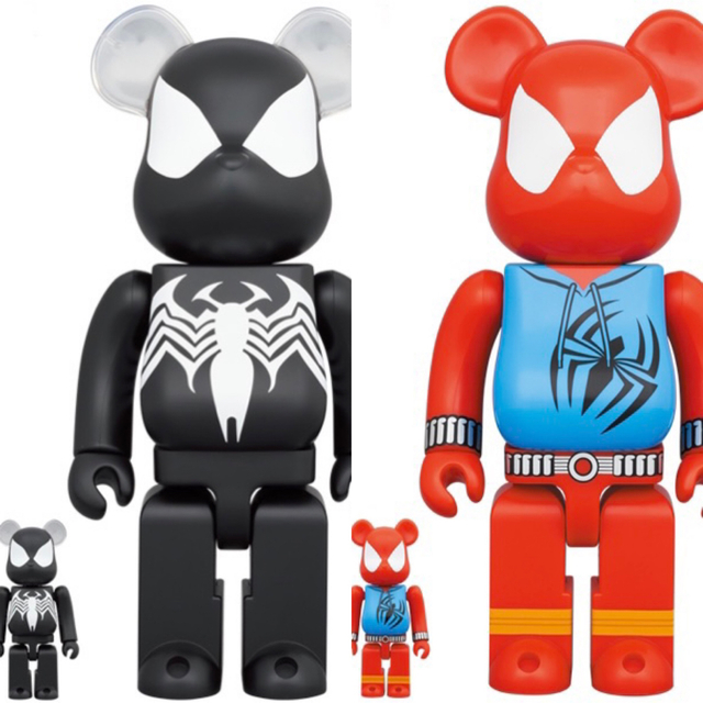 BE@RBRICK(ベアブリック)のBE@RBRICK SPIDER-MAN 100％ & 400％ 黒赤セット エンタメ/ホビーのコレクション(その他)の商品写真