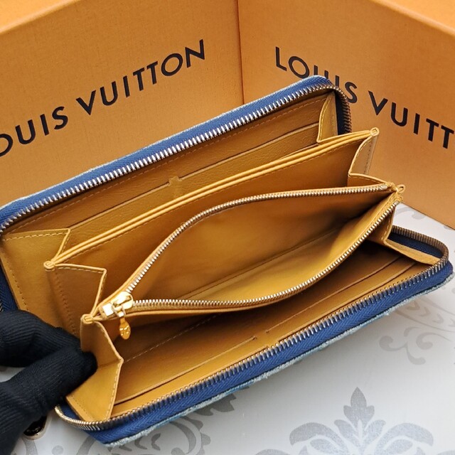 極上品　Louis Vuitton　モノグラム　デニム　ジッピーウォレット