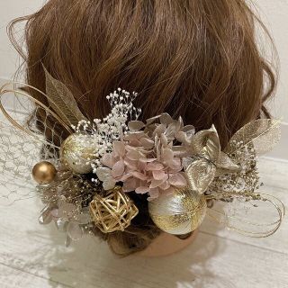 no.98結婚式　ブライダル　ウエディング　成人式　髪飾り　花　ドライフラワー(ヘアアクセサリー)