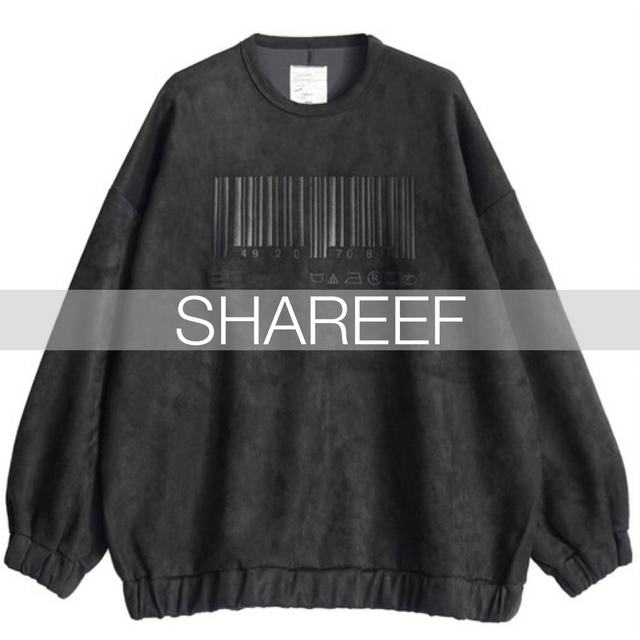 ブラックサイズ【SHAREEF】"BARCODE" MICRO SUEDE SWEAT