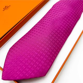 Hermes - 【全面H柄 美品】HERMES エルメス ネクタイ ピンク系