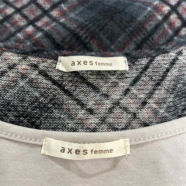 axes femme(アクシーズファム)の【axes femme】チェック柄襟付きチュニック  タンクトップ　2点販売 レディースのトップス(チュニック)の商品写真