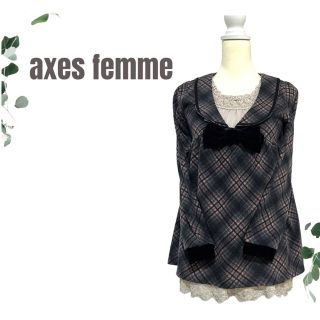 アクシーズファム(axes femme)の【axes femme】チェック柄襟付きチュニック  タンクトップ　2点販売(チュニック)