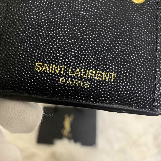 Saint Laurent(サンローラン)の【極美品】サンローラン 折り財布 キャビアスキン ブラック レディースのファッション小物(財布)の商品写真