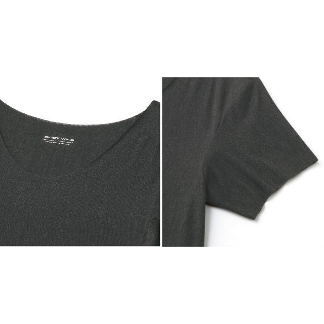 GUNZE(グンゼ)のBODY WILD AIRZウォーム ボートネックTシャツ ブラックM2枚セット メンズのトップス(Tシャツ/カットソー(半袖/袖なし))の商品写真