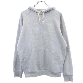 カルバンクライン(Calvin Klein)のカルバンクライン 90s ロゴ刺繍 スウェットパーカー S グレー Calvin Klein プルパーカー メンズ 【中古】  【230205】(パーカー)