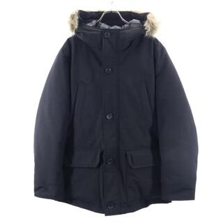 ユニクロ(UNIQLO)のユニクロ ノンキルト ダウンジャケット XL 黒 UNIQLO フェイクファー フード メンズ 【中古】  【230205】(ダッフルコート)