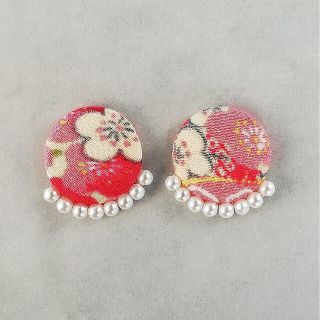 くるみカボションとビーズ刺繍のピアス/イヤリング(イヤリング)