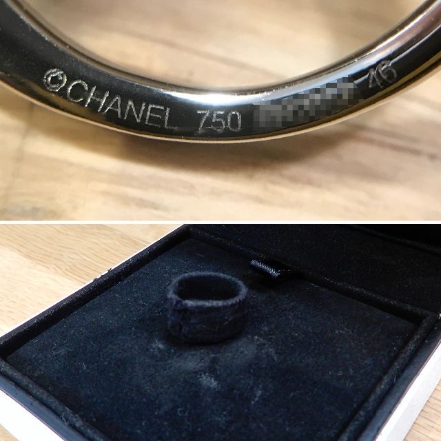 CHANEL(シャネル)の新品同様 シャネル カメリア リング メノウ オニキス ダイヤモンド 46 6号 レディースのアクセサリー(リング(指輪))の商品写真