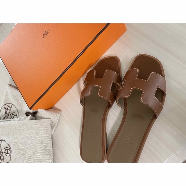 数量限定価格!! Hermes エルメス オラン ゴールド 38 - サンダル
