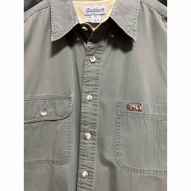 carhartt(カーハート)のカーハート 半袖シャツ カーキ 古着 メンズのトップス(シャツ)の商品写真