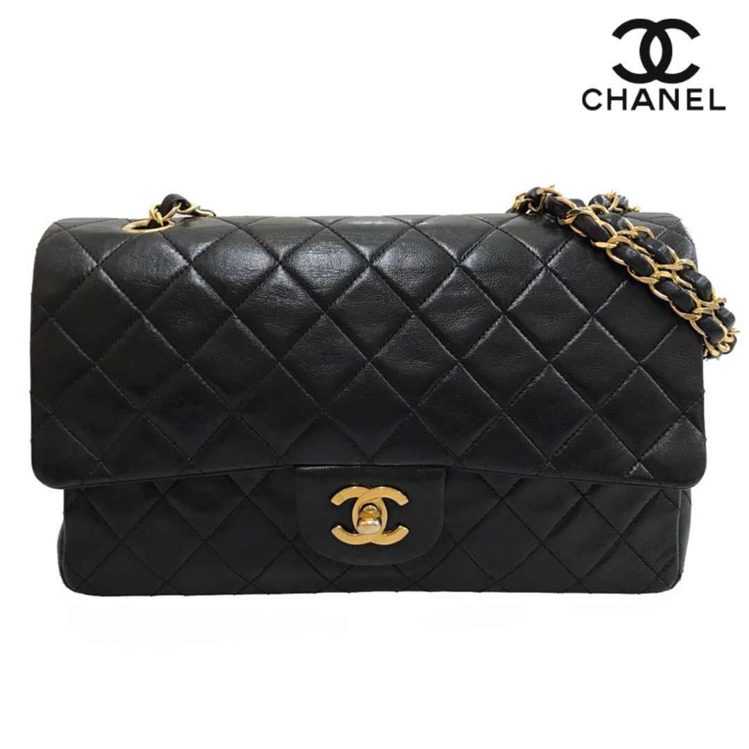 シャネル CHANEL ダブルフラップ マトラッセ ターンロック チェーン ショルダーバッグ