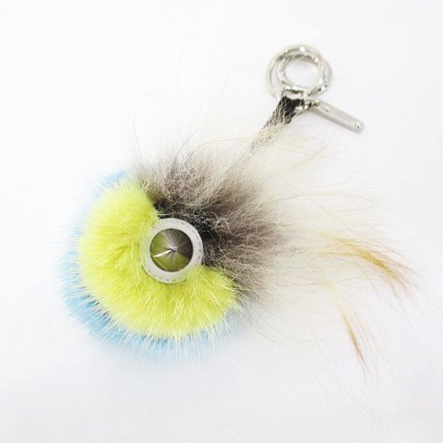 フェンディ FENDI モンスター ファーチャーム キーホルダー ブルー
