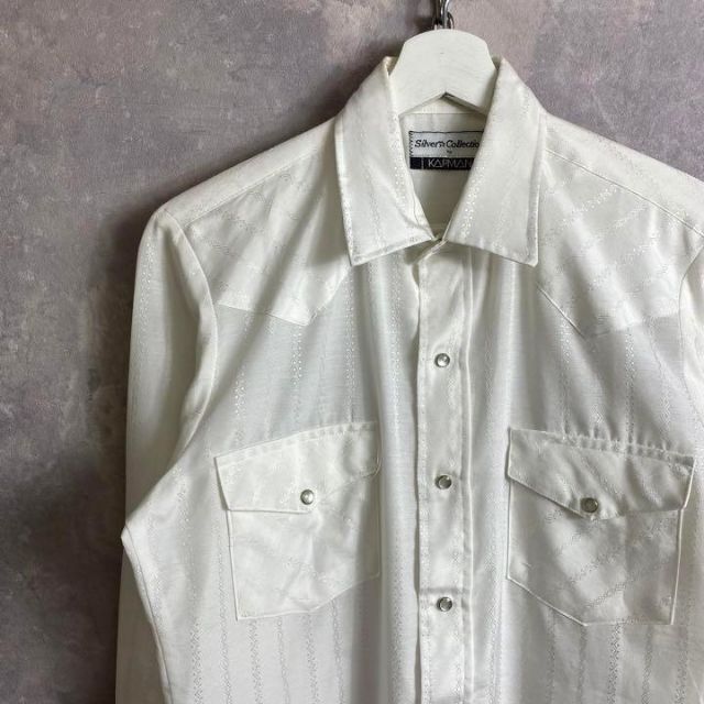 ビンテージポリシャツ 70s ヒッピー 白 ホワイト ウェスタンシャツ