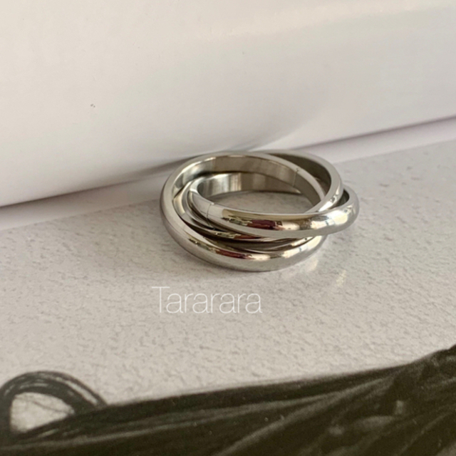 ●stainless トリプルring S●金属アレルギー対応 レディースのアクセサリー(リング(指輪))の商品写真