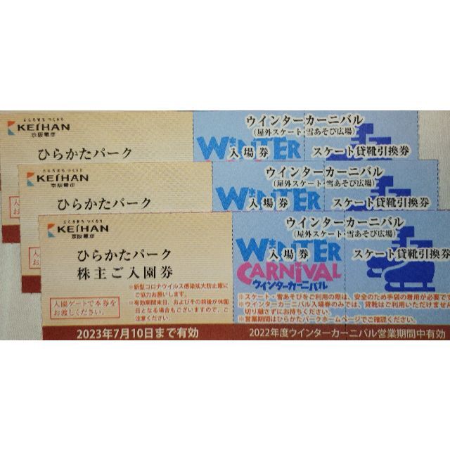 ８名☆ひらかたパーク 入園券＋ウインターカーニバル券〔貸靴付 ...