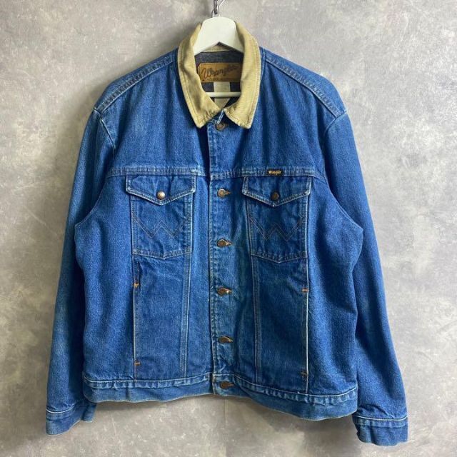 Wrangler(ラングラー)のラングラー 90s デニムジャケット 襟コーデュロイ 裏地ブランケット メンズのジャケット/アウター(Gジャン/デニムジャケット)の商品写真