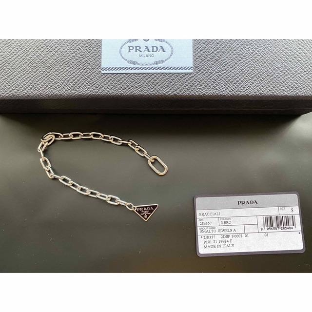 PRADA メンズ トライアングルシルバーチェーンブレスレット