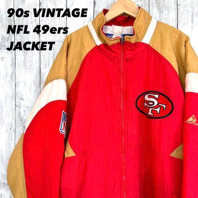 90sヴィンテージNFL 49ers刺繍ロゴ中綿入りナイロンスタジャン ...