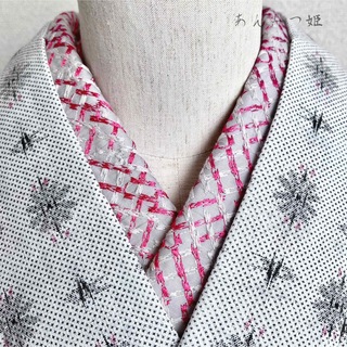 綿の刺繍半衿 フーシェピンク(和装小物)