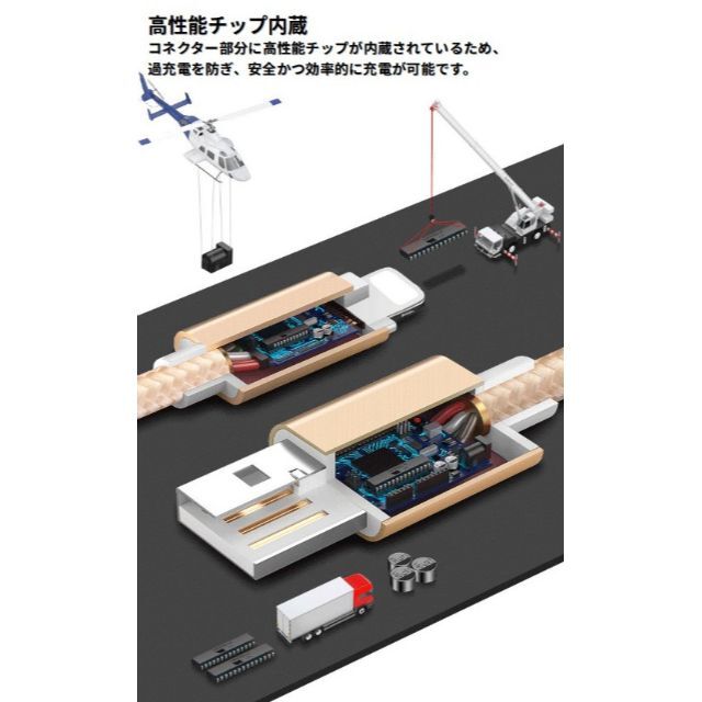 ライトニングケーブル iPhone充電コード 3m 2本 シルバー スマホ/家電/カメラのスマホアクセサリー(その他)の商品写真