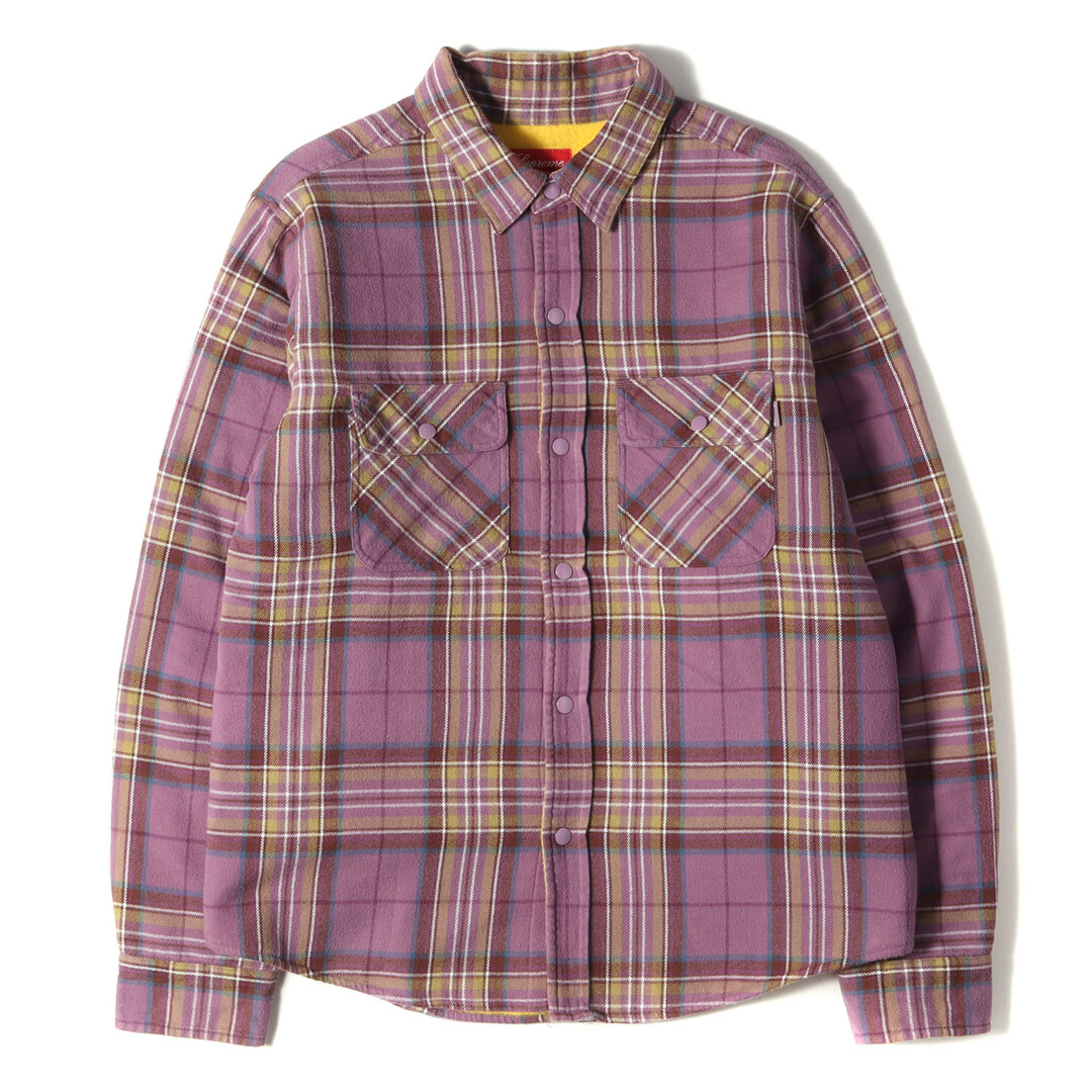 Supreme シュプリーム シャツ パイルライニング チェック フランネルシャツ Pile Lined Plaid Flannel Shirt 18AW ダスティーパープル S トップス カジュアルシャツ 長袖 【メンズ】【美品】