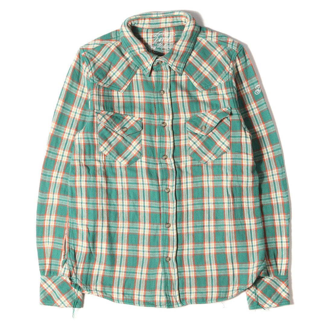 TMT ティーエムティー シャツ ヘビー ダブルガーゼ ウエスタン チェックシャツ W-GAZE CHECK SHIRTS グリーン オレンジ M トップス カジュアルシャツ 長袖 【メンズ】