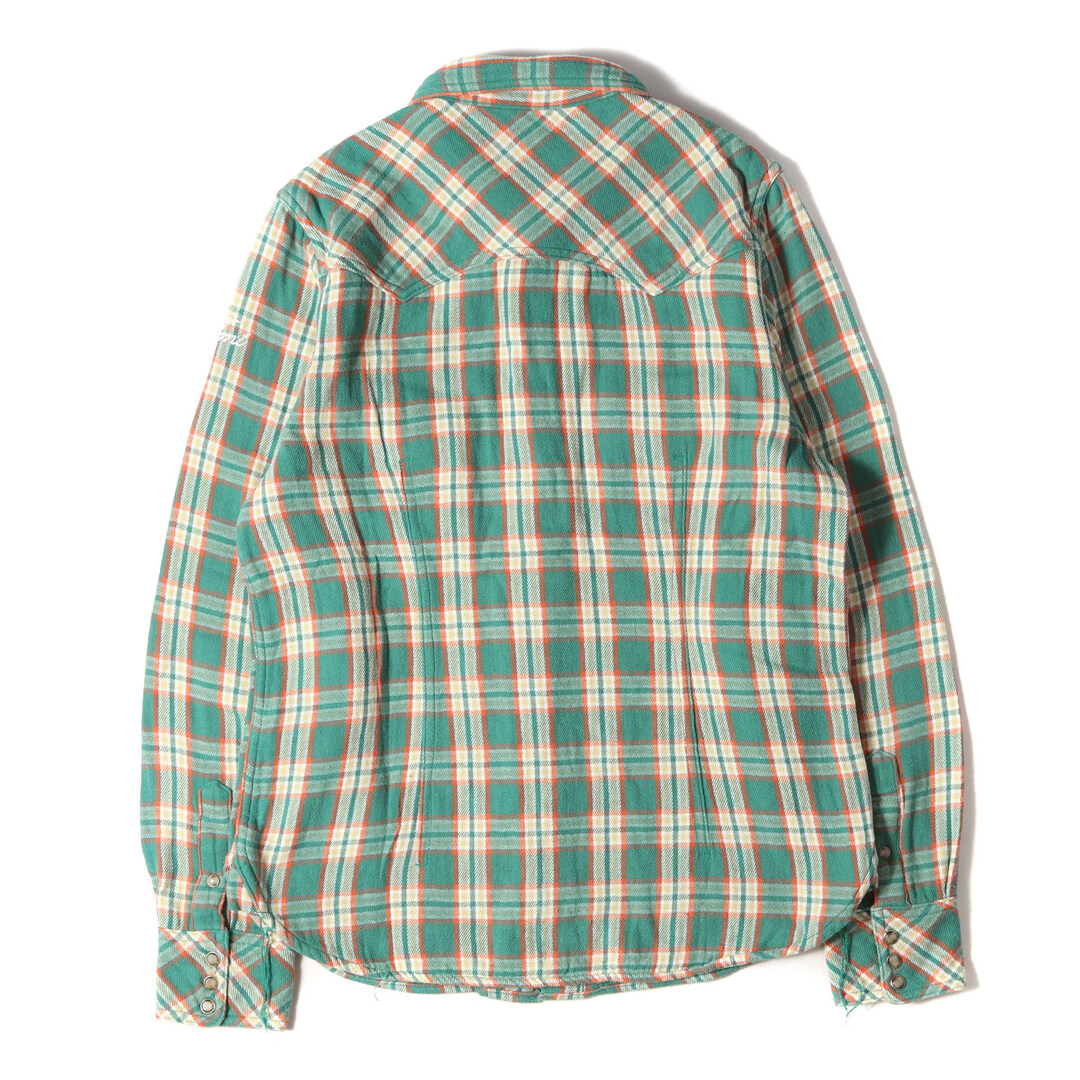 TMT ティーエムティー シャツ ヘビー ダブルガーゼ ウエスタン チェックシャツ W-GAZE CHECK SHIRTS グリーン オレンジ M  トップス カジュアルシャツ 長袖 【メンズ】【中古】