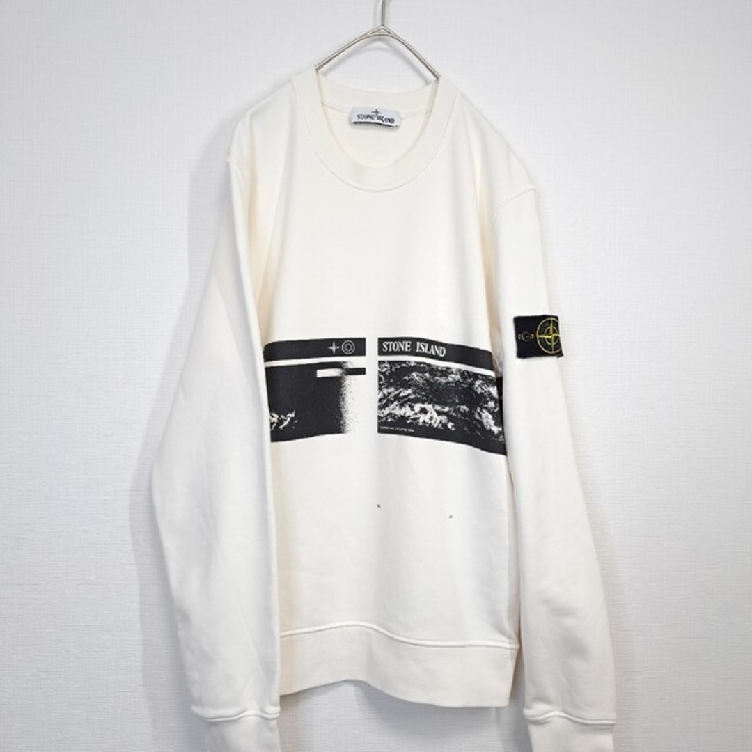 STONE ISLAND(ストーンアイランド)の【美品/希少】ストーンアイランド デザインプリント スウェット クリーム色 S メンズのトップス(スウェット)の商品写真