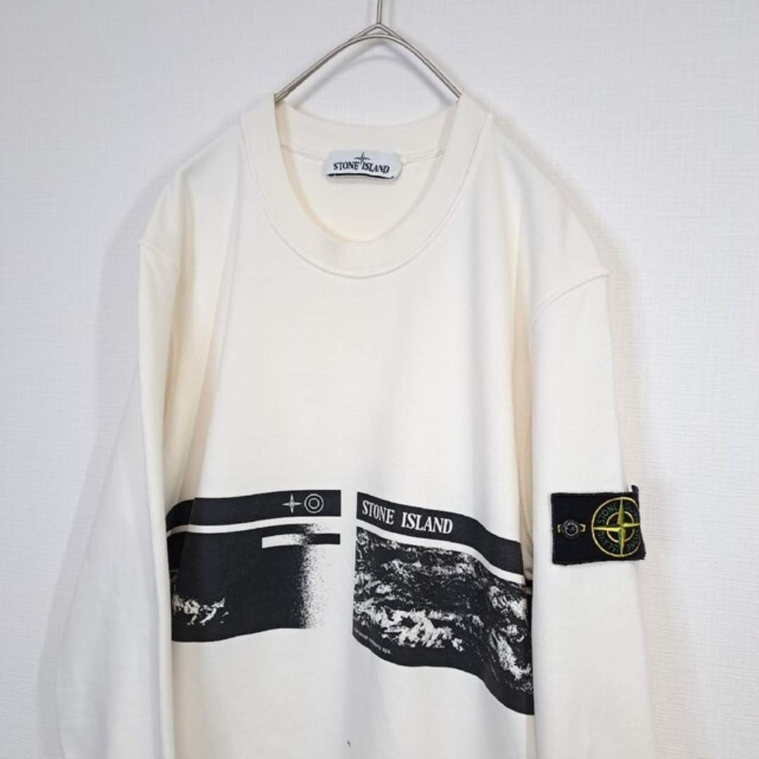 STONE ISLAND(ストーンアイランド)の【美品/希少】ストーンアイランド デザインプリント スウェット クリーム色 S メンズのトップス(スウェット)の商品写真