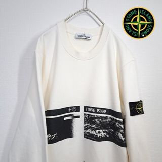 ストーンアイランド(STONE ISLAND)の【美品/希少】ストーンアイランド デザインプリント スウェット クリーム色 S(スウェット)