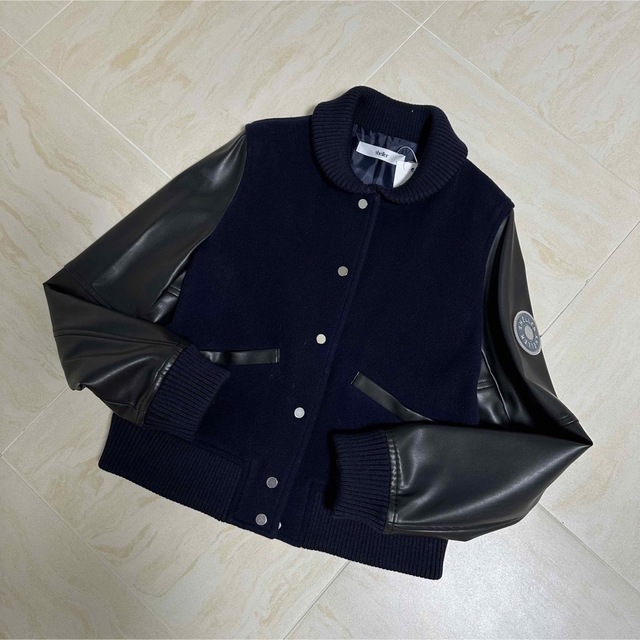 sheller シェリエレザースリーブウールブルゾン | comonuevo.com.co