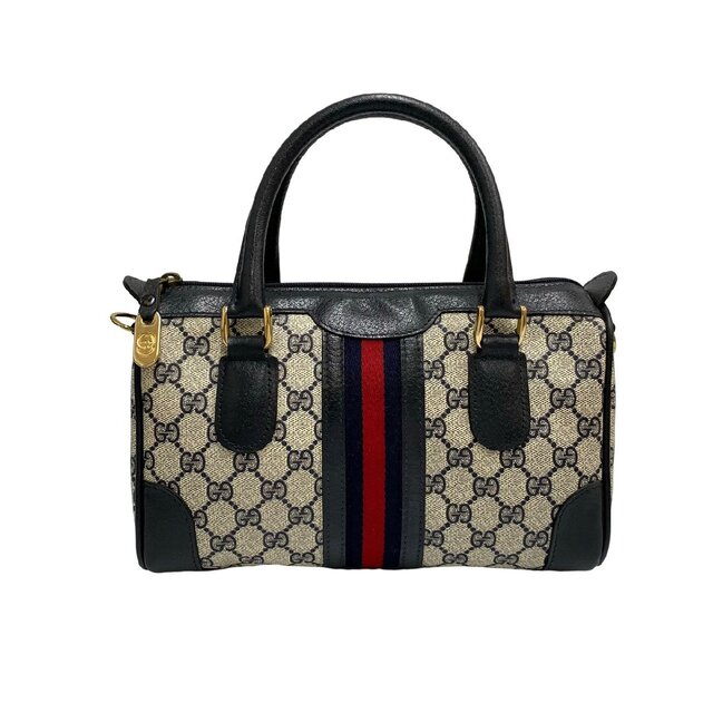 定番 - Gucci 極 23972 ネイビー ハンドバッグ ボストンバッグ ミニ 本