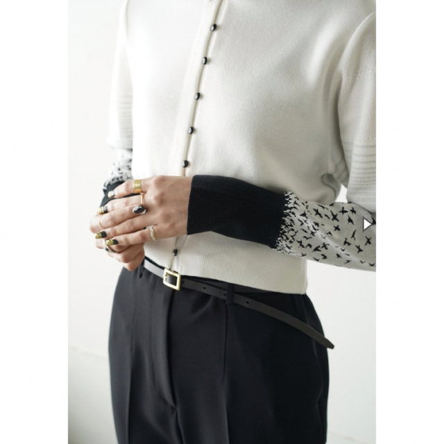 Crane Pattern Jacquard Knitted Cardigan