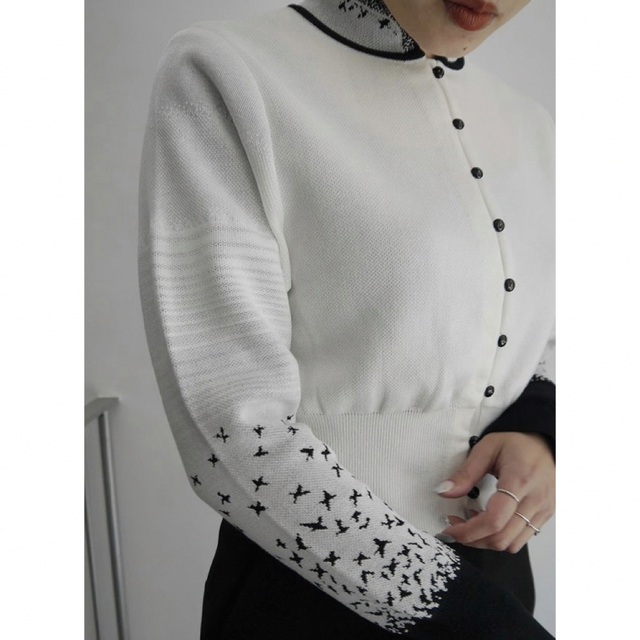 mame - Crane Pattern Jacquard Knitted Cardiganの通販 by 林檎's