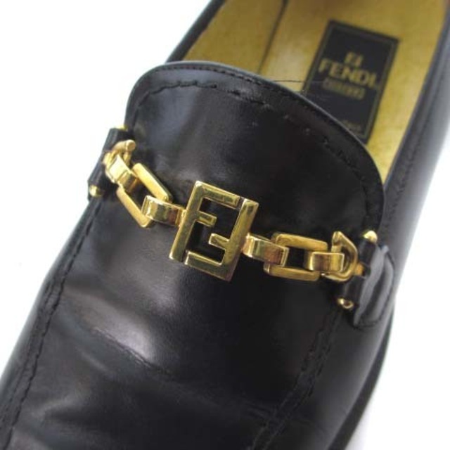FENDI(フェンディ)のフェンディ ローファー チェーン レザー ブラック 黒 36.5 23.0 靴 レディースの靴/シューズ(その他)の商品写真