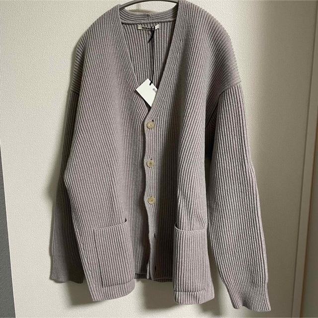 21AW AURALEE  リブニットカーディガン Gray Beige 3