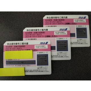 エーエヌエー(ゼンニッポンクウユ)(ANA(全日本空輸))のANA 株主優待券3枚　有効期間:2023年5月31日迄(その他)