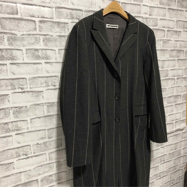 Jil Sander - JIL SANDER ジルサンダー チェスターコート ストライプ