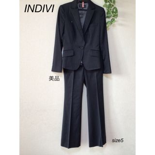 INDIVI - インディヴィ 3点 スーツセット パンツ スカート ノーカラー