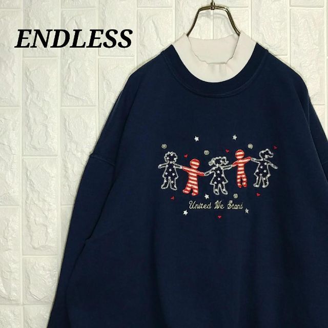 ENDRESS レトロ スウェット トレーナー 刺繍 二重襟 オーバーサイズ メンズのトップス(スウェット)の商品写真