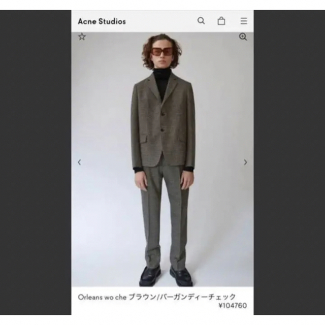 スーツacne studios ブラウン/バーガンディーチェック  セットアップ